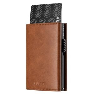 VC302- Side Slider Mechanism, with/without Back Zipper Pocket, Magnetic Strip Closure Tri-fold Wallet - Emporium Shop