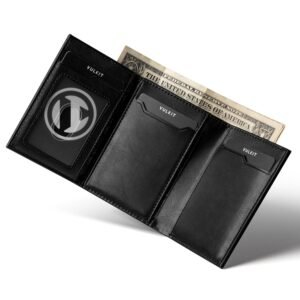 VC302- Side Slider Mechanism, with/without Back Zipper Pocket, Magnetic Strip Closure Tri-fold Wallet - Emporium Shop