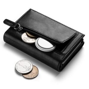 VC302- Side Slider Mechanism, with/without Back Zipper Pocket, Magnetic Strip Closure Tri-fold Wallet - Emporium Shop