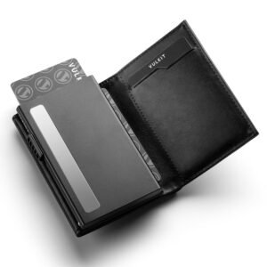 VC302- Side Slider Mechanism, with/without Back Zipper Pocket, Magnetic Strip Closure Tri-fold Wallet - Emporium Shop